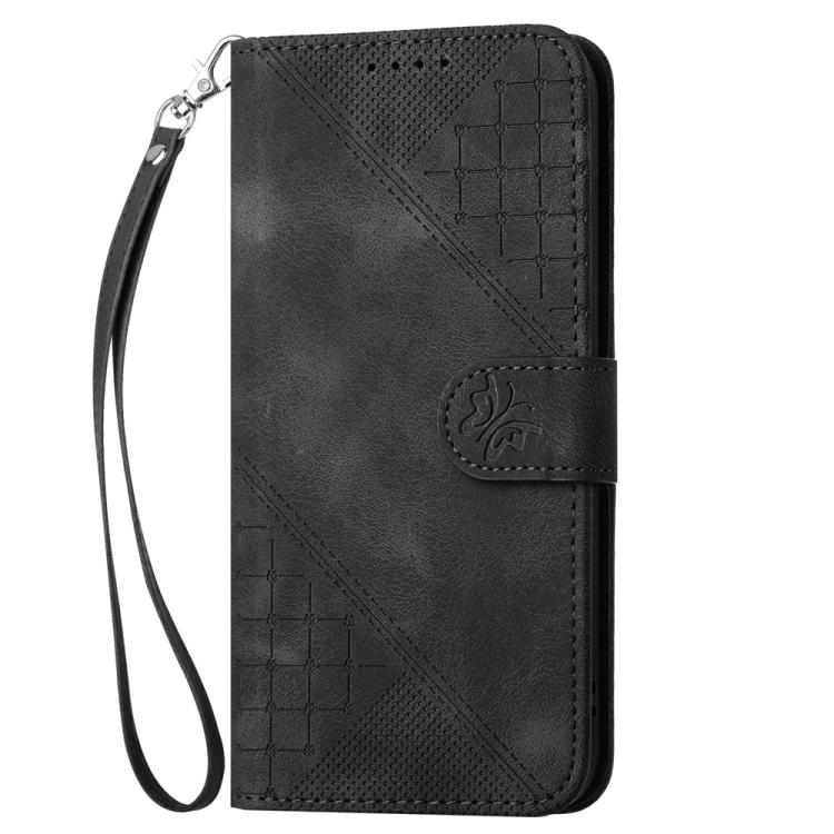 For iPhone 17 Air YX0080 Grid Butterfly Embossed Pattern Flip Leather Phone Case with Lanyard(Black) - free shipping - PMc TechLife - Order now!