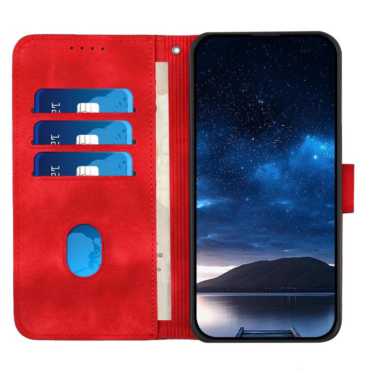 For iPhone 17 Pro Max YX0080 Grid Butterfly Embossed Pattern Flip Leather Phone Case with Lanyard(Red) - free shipping - PMc TechLife - Order now!