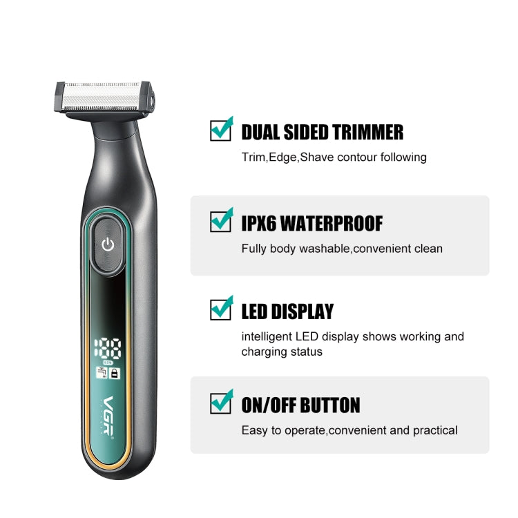 VGR V-360 5W USB Digital Display Electric T-shaped Shaver(Yellow) - free shipping - PMC TechLife - Order now!