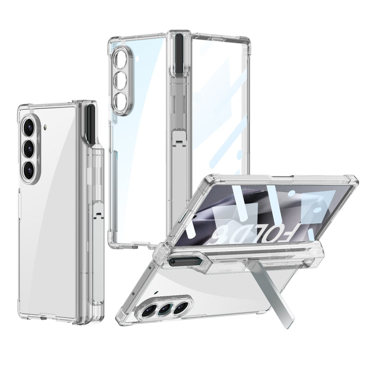 For Samsung Galaxy Z Fold6 GKK Integrated Airbag Hinge Full Coverage Phone Case with Holder / Pen Box, Not Included Pen(Transparent) - Galaxy Z Fold6 5G Cases by GKK | Online Shopping South Africa | PMC Jewellery | Buy Now Pay Later Mobicred