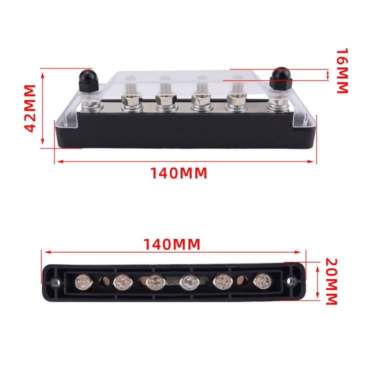 Pair 6 Way 48V 150A M6 Power Distribution Block Terminal Studs with 12pcs Terminals(Black + Red) - Booster Cable & Clip by PMC Jewellery | Online Shopping South Africa | PMC Jewellery | Buy Now Pay Later Mobicred