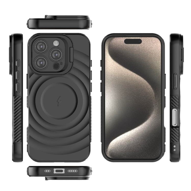 For iPhone 16 Pro Lens Frame Bracket Corrugated MagSafe Phone Case(Black) - iPhone 16 Pro Cases by PMC Jewellery | Online Shopping South Africa | PMC Jewellery | Buy Now Pay Later Mobicred