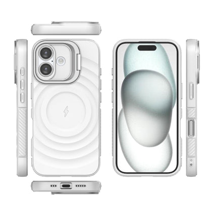 For iPhone 16 Lens Frame Bracket Corrugated MagSafe Phone Case(White) - iPhone 16 Cases by PMC Jewellery | Online Shopping South Africa | PMC Jewellery | Buy Now Pay Later Mobicred