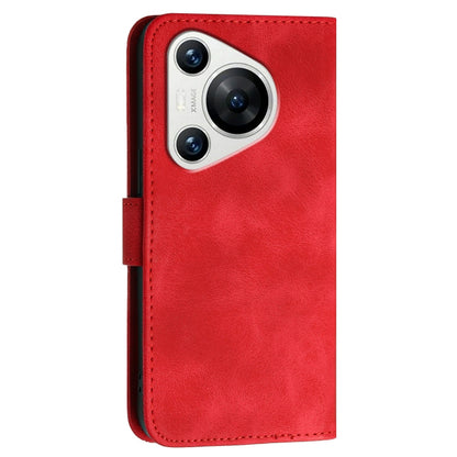 For Huawei Pura 70 YX0080 Grid Butterfly Embossed Pattern Flip Leather Phone Case with Lanyard(Red) - Huawei Cases by PMC Jewellery | Online Shopping South Africa | PMC Jewellery | Buy Now Pay Later Mobicred