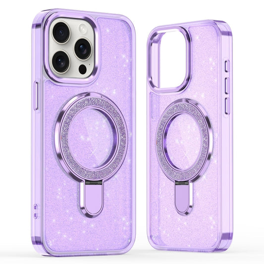 For iPhone 16 Pro Glitter Ring Holder MagSafe Phone Case(Purple) - iPhone 16 Pro Cases by PMC Jewellery | Online Shopping South Africa | PMC Jewellery | Buy Now Pay Later Mobicred