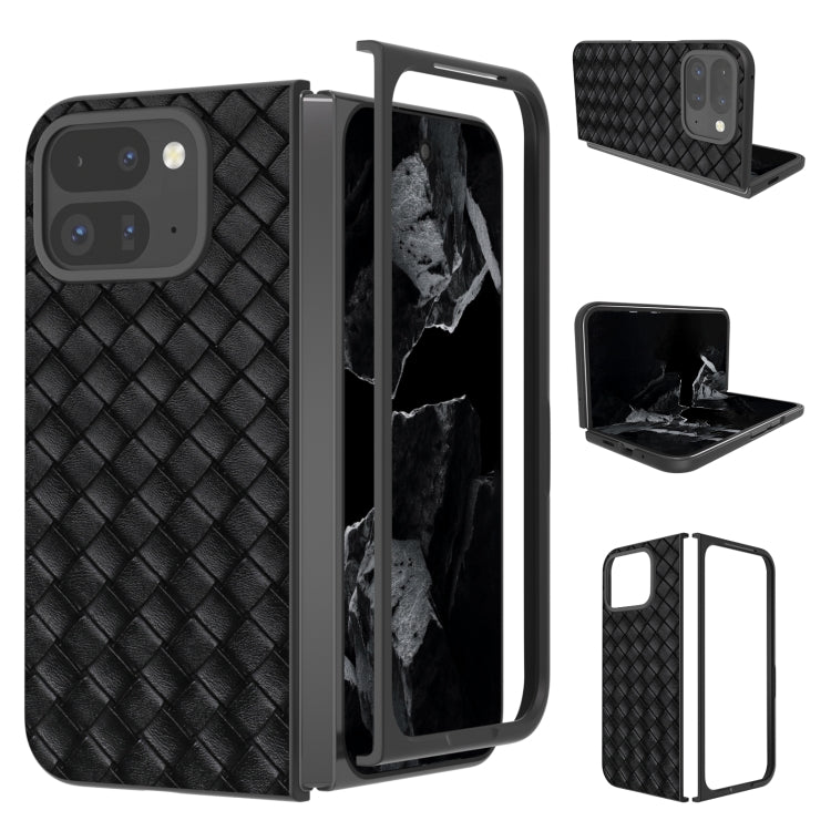 For Google Pixel 9 Pro Fold Black Frame Woven Texture PU Phone Case(Black) - Google Cases by PMC Jewellery | Online Shopping South Africa | PMC Jewellery | Buy Now Pay Later Mobicred