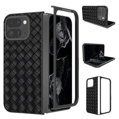 For Google Pixel 9 Pro Fold Black Frame Woven Texture PU Phone Case(Black) - Google Cases by PMC Jewellery | Online Shopping South Africa | PMC Jewellery | Buy Now Pay Later Mobicred