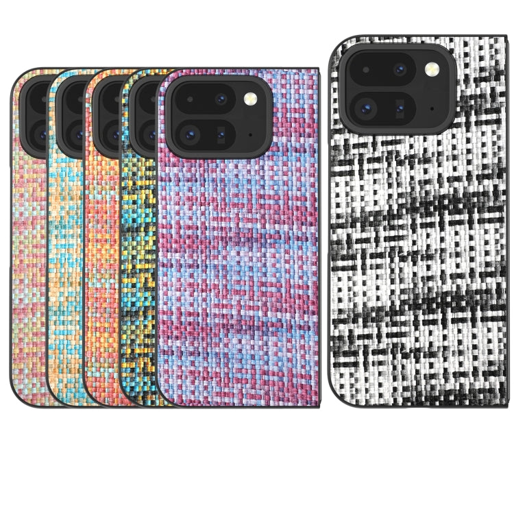 For Google Pixel 9 Pro Fold Black Frame Color Lattice Texture PU Phone Case(Black) - Google Cases by PMC Jewellery | Online Shopping South Africa | PMC Jewellery | Buy Now Pay Later Mobicred