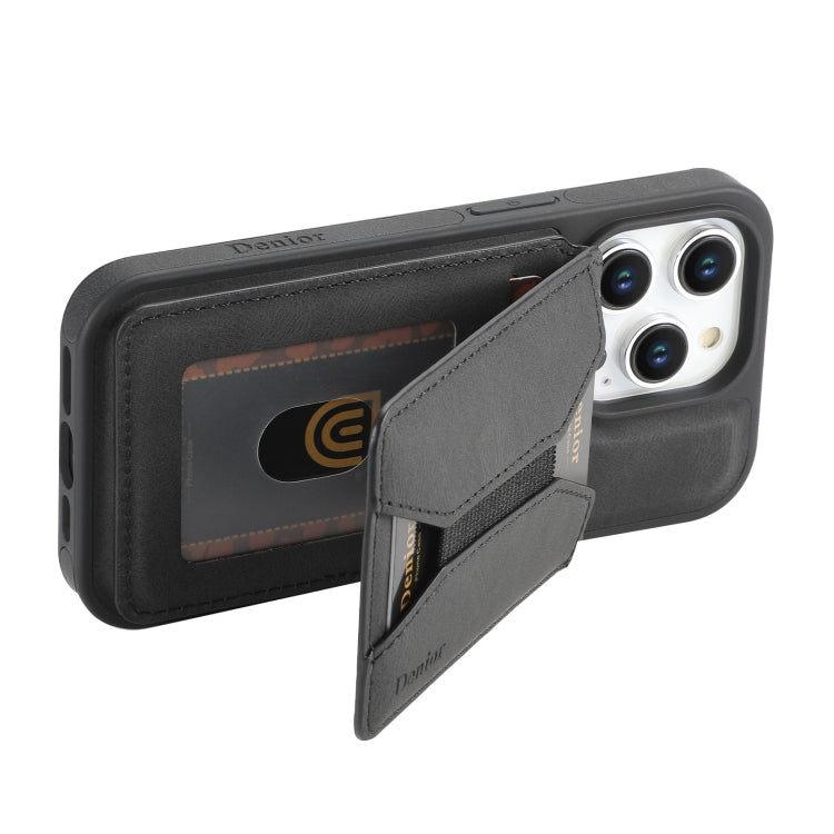 For iPhone 16 Pro Denior D17 Skin Feel MagSafe Detachable Card Slot Phone Case(Black) - iPhone 16 Pro Cases by Denior | Online Shopping South Africa | PMC Jewellery | Buy Now Pay Later Mobicred