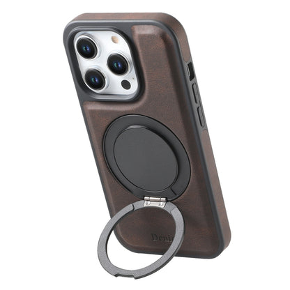 For iPhone 16 Pro Denior A14 Skin Feel Rotating Holder MagSafe Phone Case(Brown) - iPhone 16 Pro Cases by Denior | Online Shopping South Africa | PMC Jewellery | Buy Now Pay Later Mobicred