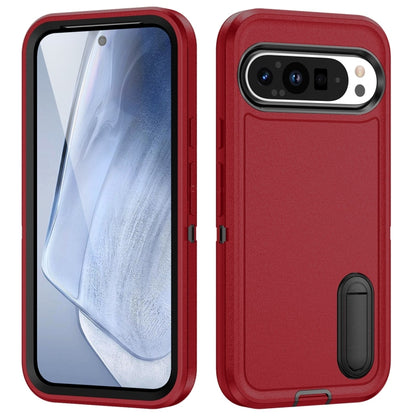 For Google Pixel 9 Rugged PC + Silicone Phone Case with Holder(Red+Black) - Google Cases by PMC Jewellery | Online Shopping South Africa | PMC Jewellery | Buy Now Pay Later Mobicred