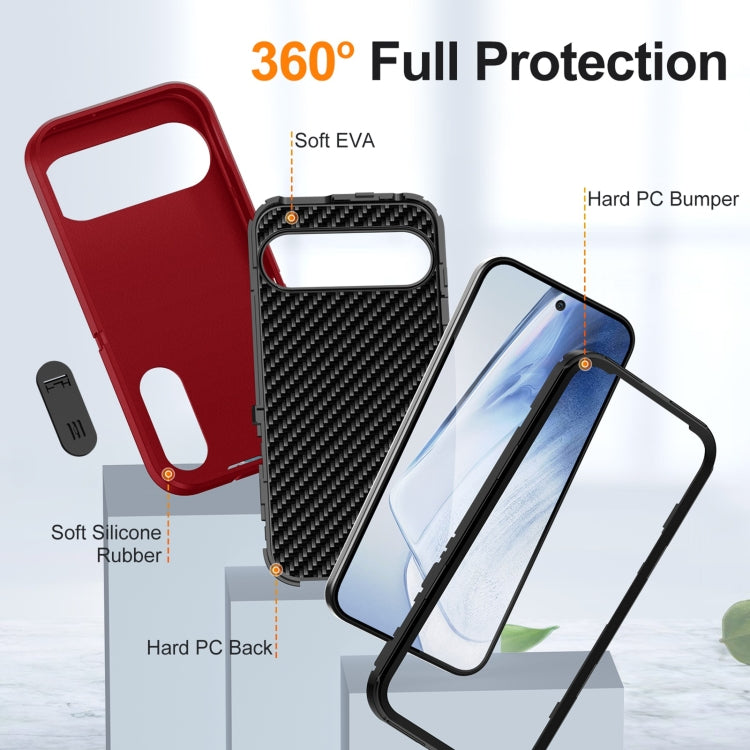 For Google Pixel 9 Rugged PC + Silicone Phone Case with Holder(Red+Black) - Google Cases by PMC Jewellery | Online Shopping South Africa | PMC Jewellery | Buy Now Pay Later Mobicred