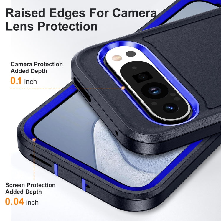 For Google Pixel 9 Rugged PC + Silicone Phone Case with Holder(Dark Blue+Royal Blue) - Google Cases by PMC Jewellery | Online Shopping South Africa | PMC Jewellery | Buy Now Pay Later Mobicred