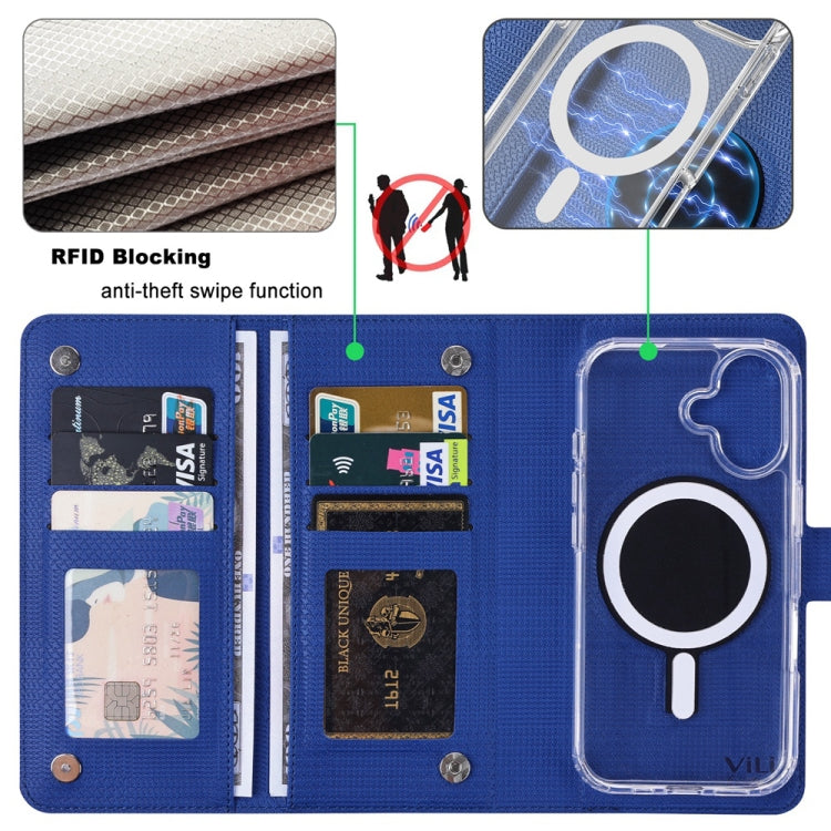 For Samsung Galaxy S24 5G ViLi GHA-C Series RFID MagSafe Magnetic Flip Leather Phone Case(Blue) - Galaxy S24 5G Cases by ViLi | Online Shopping South Africa | PMC Jewellery | Buy Now Pay Later Mobicred