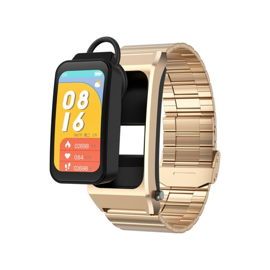 A8 1.98 inch 2 in 1 Bluetooth Earphone Steel Strap Smart Watch, Support ECG / NFC(Gold) - Smart Watches by PMC Jewellery | Online Shopping South Africa | PMC Jewellery | Buy Now Pay Later Mobicred