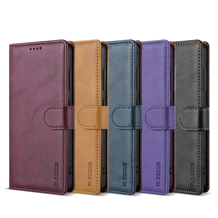 For iPhone 16 Pro Max N.BEKUS CSJ-P1 Solid Color Leather Phone Case(Purple) - iPhone 16 Pro Max Cases by N.BEKUS | Online Shopping South Africa | PMC Jewellery | Buy Now Pay Later Mobicred