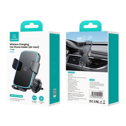 USAMS CD230 15W Accurate Aligment Wireless Charging Car Phone Holder with Suction Cup(Black) - Wireless Charger Holders by USAMS | Online Shopping South Africa | PMC Jewellery | Buy Now Pay Later Mobicred