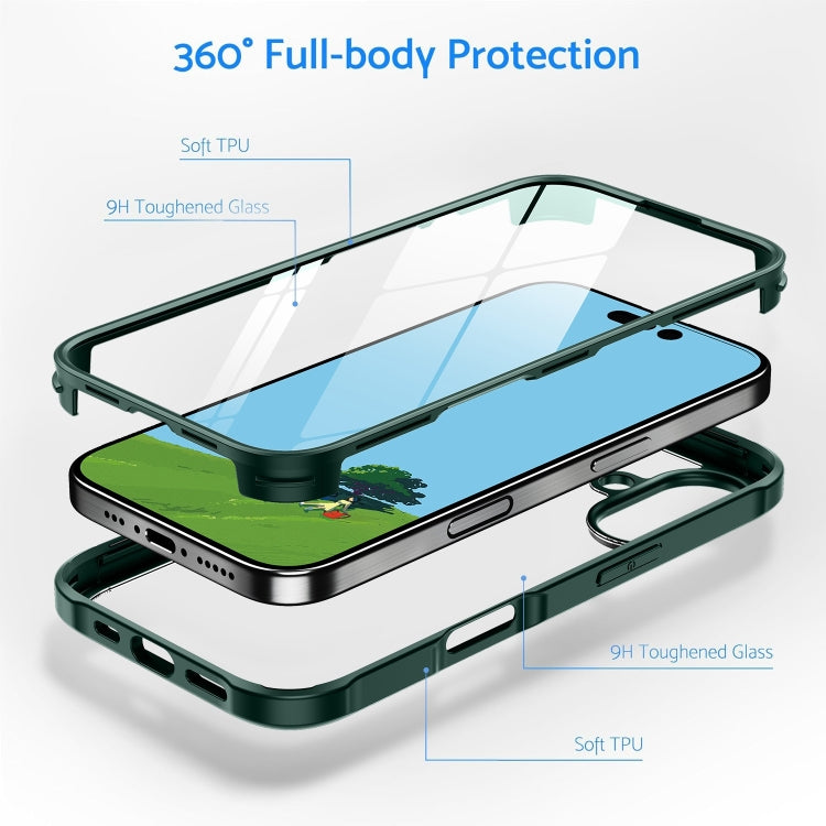 For iPhone 16 Pro Double-sided Plastic Glass Phone Protective Case(Dark Green) - iPhone 16 Pro Cases by PMC TechLife | Online Shopping South Africa | PMC TechLife | Buy Now Pay Later Mobicred