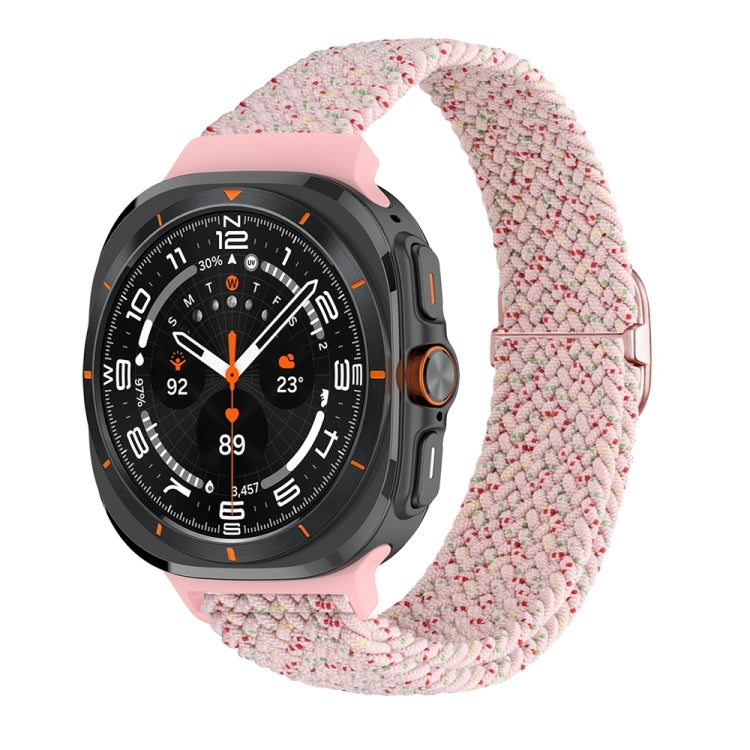 For Samsung Galaxy Watch Ultra 47mm Slide Buckle Nylon Braided Watch Band(Starlight Pink) - Watch Bands by PMC Jewellery | Online Shopping South Africa | PMC Jewellery | Buy Now Pay Later Mobicred