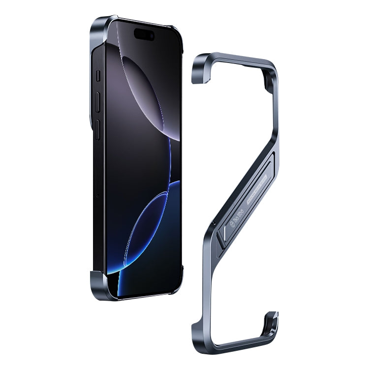 For iPhone 16 Pro S-shaped Stand Frameless Metal Phone Case(Grey) - iPhone 16 Pro Cases by PMC Jewellery | Online Shopping South Africa | PMC Jewellery | Buy Now Pay Later Mobicred