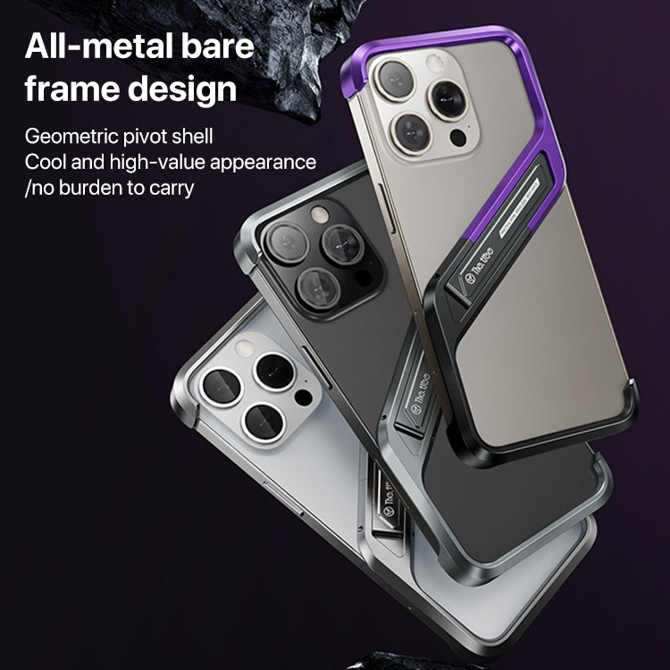 For iPhone 15 S-shaped Stand Frameless Metal Phone Case(Grey) - iPhone 15 Cases by PMC Jewellery | Online Shopping South Africa | PMC Jewellery | Buy Now Pay Later Mobicred