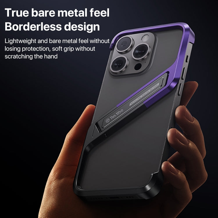 For iPhone 16 Pro S-shaped Stand Frameless Metal Phone Case(Black Purple) - iPhone 16 Pro Cases by PMC Jewellery | Online Shopping South Africa | PMC Jewellery | Buy Now Pay Later Mobicred