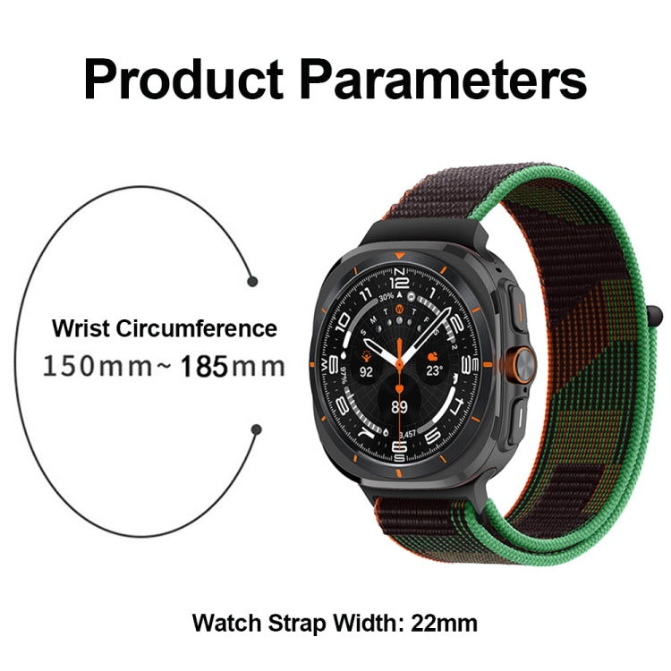 For Samsung Galaxy Watch Ultra 47mm Plastic Connector Nylon Loop Watch Band(Black Orange) - Watch Bands by PMC Jewellery | Online Shopping South Africa | PMC Jewellery | Buy Now Pay Later Mobicred