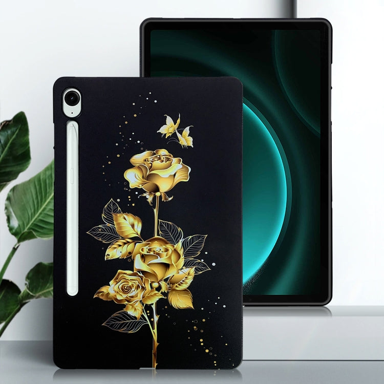 For Samsung Galaxy Tab S9 / S9 FE Color Painting Pattern Smart Tablet TPU Case(Golden Rose) - Galaxy Tab S9 Cases by PMC Jewellery | Online Shopping South Africa | PMC Jewellery | Buy Now Pay Later Mobicred