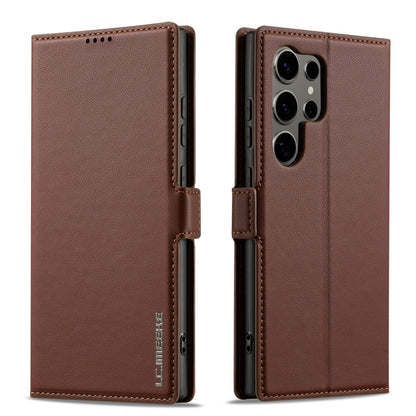 For Samsung Galaxy S24 Ultra 5G LC.IMEEKE L1 Series Frosted Fine Texture PU Phone Case(Brown) - Galaxy S24 Ultra 5G Cases by LC.IMEEKE | Online Shopping South Africa | PMC Jewellery | Buy Now Pay Later Mobicred