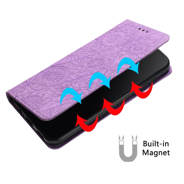 For Google Pixel 9 Pro XL Ethnic Embossed Adsorption Leather Phone Case(Purple) - Google Cases by PMC TechLife | Online Shopping South Africa | PMC TechLife | Buy Now Pay Later Mobicred
