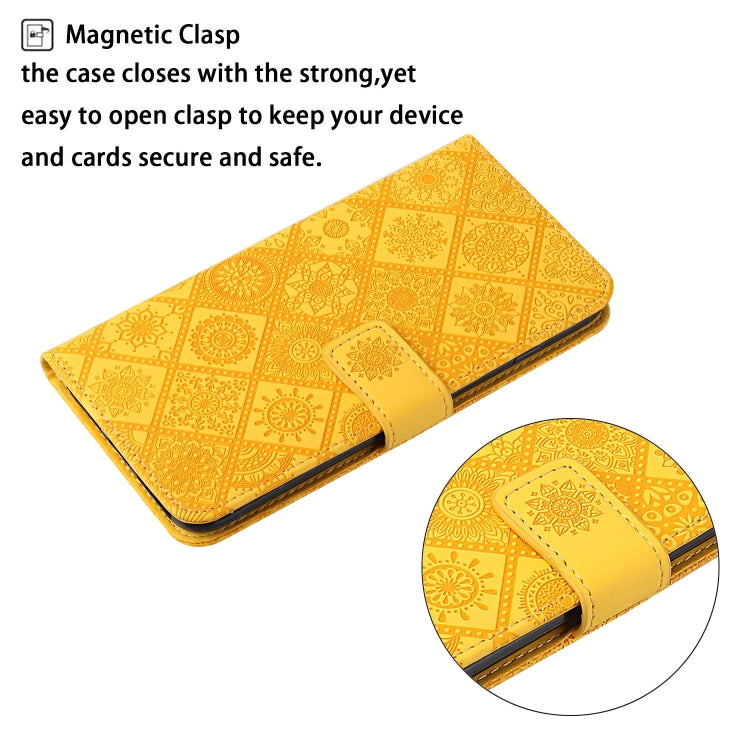 For Samsung Galaxy S25+ 5G Ethnic Style Embossed Pattern Leather Phone Case(Yellow) - Galaxy S25+ 5G Cases by PMC Jewellery | Online Shopping South Africa | PMC Jewellery | Buy Now Pay Later Mobicred