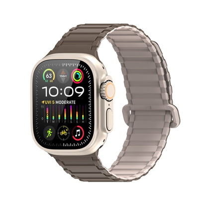 For Apple Watch Ultra 2 49mm DUX DUCIS KJ Series Magnetic Buckle Silicone Watch Band(Brown Grey) - Watch Bands by DUX DUCIS | Online Shopping South Africa | PMC Jewellery | Buy Now Pay Later Mobicred