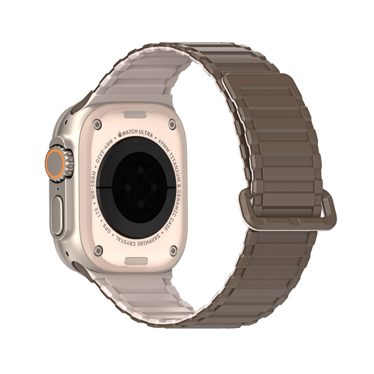 For Apple Watch Ultra 2 49mm DUX DUCIS KJ Series Magnetic Buckle Silicone Watch Band(Brown Grey) - Watch Bands by DUX DUCIS | Online Shopping South Africa | PMC Jewellery | Buy Now Pay Later Mobicred