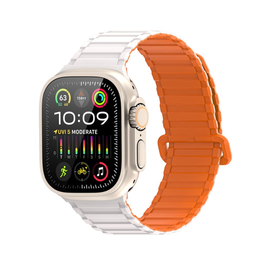 For Apple Watch Series 9 45mm DUX DUCIS KJ Series Magnetic Buckle Silicone Watch Band(Starlight Orange) - Watch Bands by DUX DUCIS | Online Shopping South Africa | PMC Jewellery | Buy Now Pay Later Mobicred