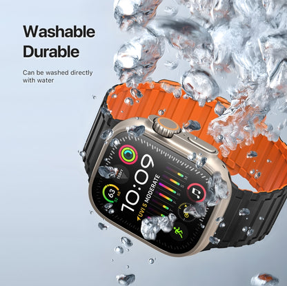 For Apple Watch Series 8 45mm DUX DUCIS KJ Series Magnetic Buckle Silicone Watch Band(Black Orange) - Watch Bands by DUX DUCIS | Online Shopping South Africa | PMC Jewellery | Buy Now Pay Later Mobicred