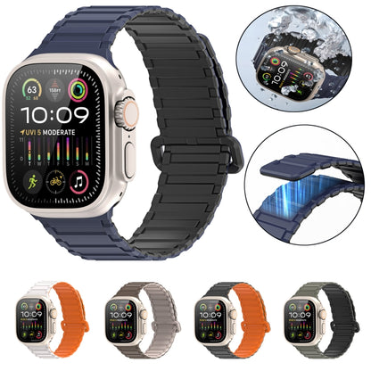 For Apple Watch Series 3 42mm DUX DUCIS KJ Series Magnetic Buckle Silicone Watch Band(Black Blue) - Watch Bands by DUX DUCIS | Online Shopping South Africa | PMC Jewellery | Buy Now Pay Later Mobicred