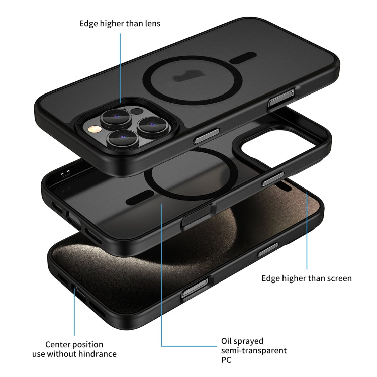 For iPhone 16 Plus Skin Feel Frosted MagSafe Magnetic Phone Case(Transparent Black) - iPhone 16 Plus Cases by PMC Jewellery | Online Shopping South Africa | PMC Jewellery | Buy Now Pay Later Mobicred