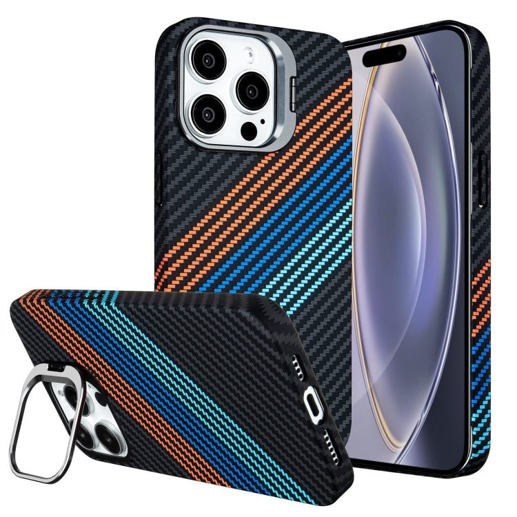 For iPhone 16 Pro Max Carbon Fiber Lens Holder Phone Case(Black) - iPhone 16 Pro Max Cases by PMC Jewellery | Online Shopping South Africa | PMC Jewellery | Buy Now Pay Later Mobicred