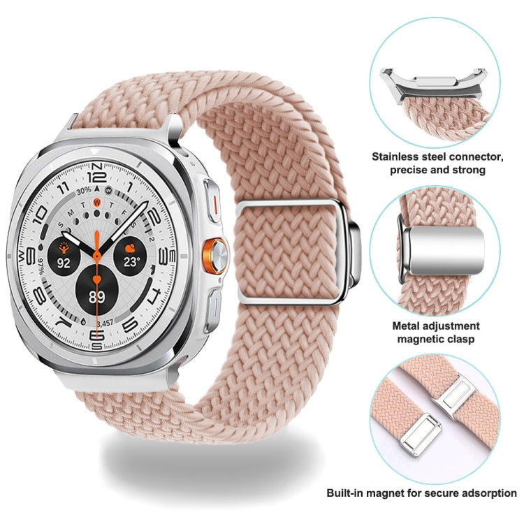 For Samsung Galaxy Watch Ultra 47mm Nylon Loop Magnetic Buckle Watch Band(Pink) - Watch Bands by PMC Jewellery | Online Shopping South Africa | PMC Jewellery | Buy Now Pay Later Mobicred