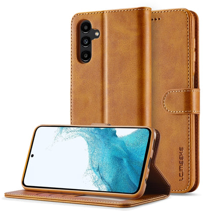 For Samsung Galaxy S24 FE 5G LC.IMEEKE Calf Texture Leather Phone Case(Brown) - Galaxy S24 FE 5G Cases by LC.IMEEKE | Online Shopping South Africa | PMC Jewellery | Buy Now Pay Later Mobicred