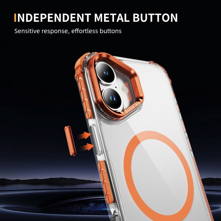 For iPhone 16 Plus Rainbow Series Transparent MagSafe Lens Holder Phone Case(Orange) - iPhone 16 Plus Cases by PMC Jewellery | Online Shopping South Africa | PMC Jewellery | Buy Now Pay Later Mobicred