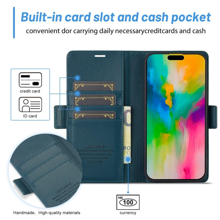 For iPhone 16 Plus LC.IMEEKE Skin-friendly Card Slots Leather Phone Case(Blue) - iPhone 16 Plus Cases by LC.IMEEKE | Online Shopping South Africa | PMC TechLife | Buy Now Pay Later Mobicred