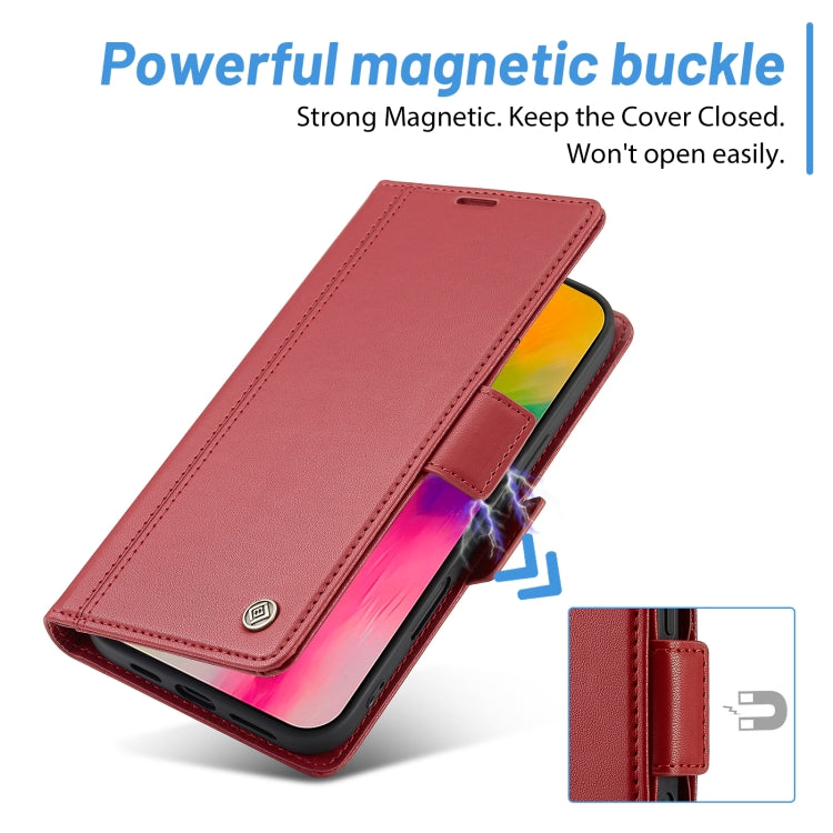 For iPhone 16 Pro LC.IMEEKE Skin-friendly Card Slots Leather Phone Case(Red) - iPhone 16 Pro Cases by LC.IMEEKE | Online Shopping South Africa | PMC Jewellery | Buy Now Pay Later Mobicred