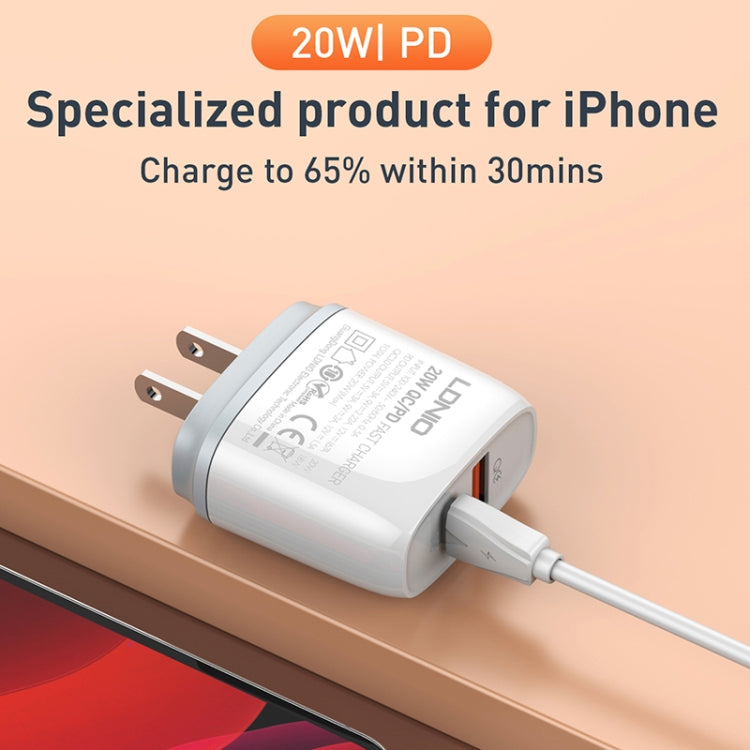 LDNIO Q229 QC3.0 / PD20W USB + Type-C Fast Charger with 1m USB to Micro USB Cable, Plug Type:EU Plug(White) - free shipping - PMC TechLife - Order now!