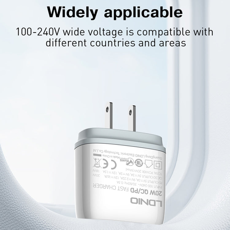 LDNIO Q229 QC3.0 / PD20W USB + Type-C Fast Charger with 1m USB to Micro USB Cable, Plug Type:EU Plug(White) - free shipping - PMC TechLife - Order now!