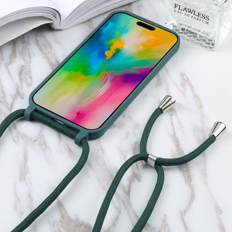 For iPhone 16 Candy Colors TPU Protective Phone Case with Lanyard(Dark Green) - iPhone 16 Cases by PMC TechLife | Online Shopping South Africa | PMC TechLife | Buy Now Pay Later Mobicred