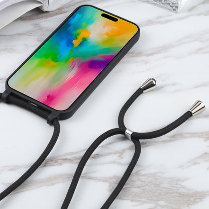 For iPhone 16 Candy Colors TPU Protective Phone Case with Lanyard(Black) - iPhone 16 Cases by PMC Jewellery | Online Shopping South Africa | PMC Jewellery | Buy Now Pay Later Mobicred