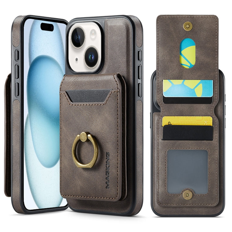 For iPhone 15 Plus DG.MING K1 MagSafe Detachable Wallet RFID Back Cover Phone Case(Coffee) - free shipping - PMC Jewellery - Order now!