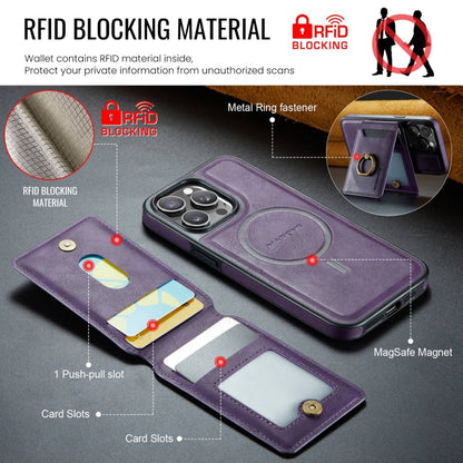 For iPhone 14 Plus DG.MING K1 MagSafe Detachable Wallet RFID Back Cover Phone Case(Purple) - iPhone 14 Plus Cases by DG.MING | Online Shopping South Africa | PMC Jewellery | Buy Now Pay Later Mobicred