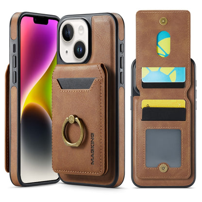 For iPhone 14 DG.MING K1 MagSafe Detachable Wallet RFID Back Cover Phone Case(Brown) - iPhone 14 Cases by DG.MING | Online Shopping South Africa | PMC Jewellery | Buy Now Pay Later Mobicred